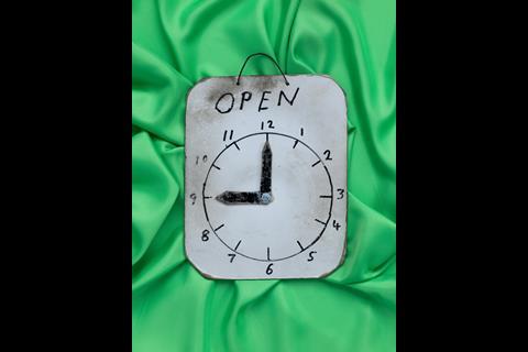 Jim Grover, Shop Door Sign, 2021. From Behind the Shop Facade, The Life of Maurice Dorfman © Jim Grover